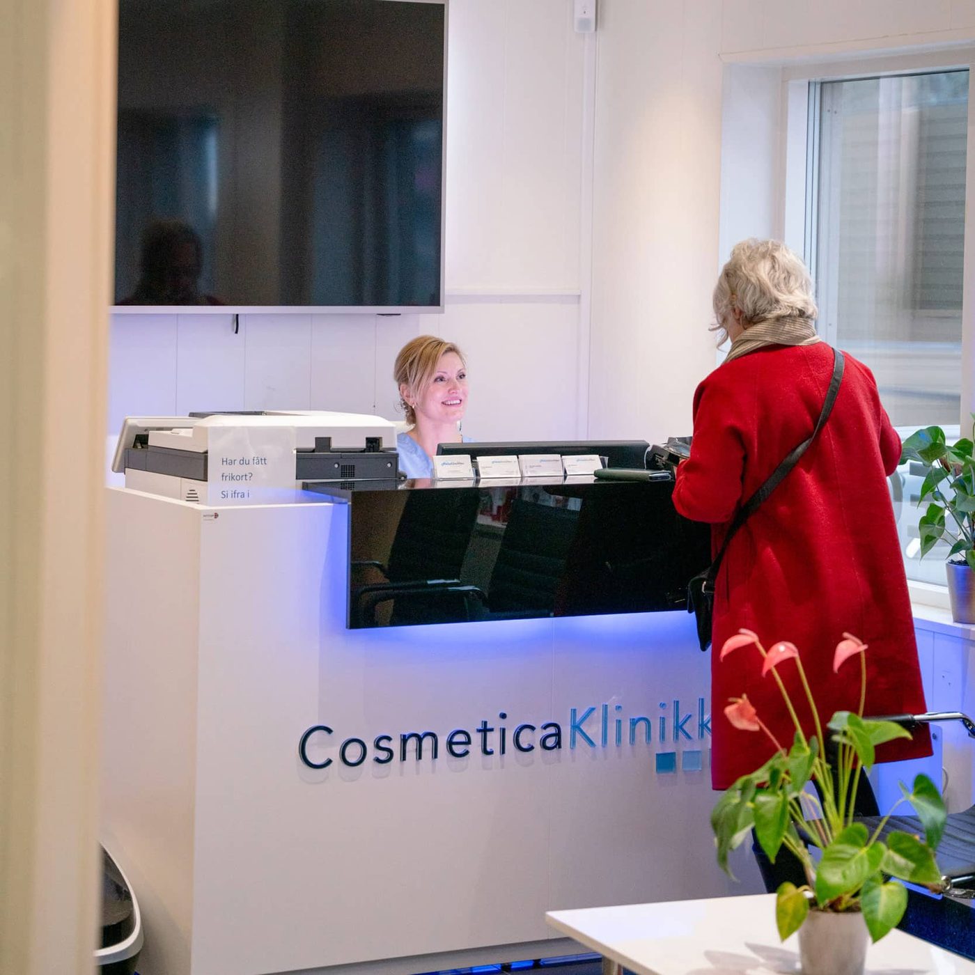 Resepsjonen ved Cosmetica Klinikken